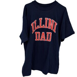 Vintage 80s Champion Illini Dad T Shirt‎ 2XL Navy Blue Illinois Single Stitch